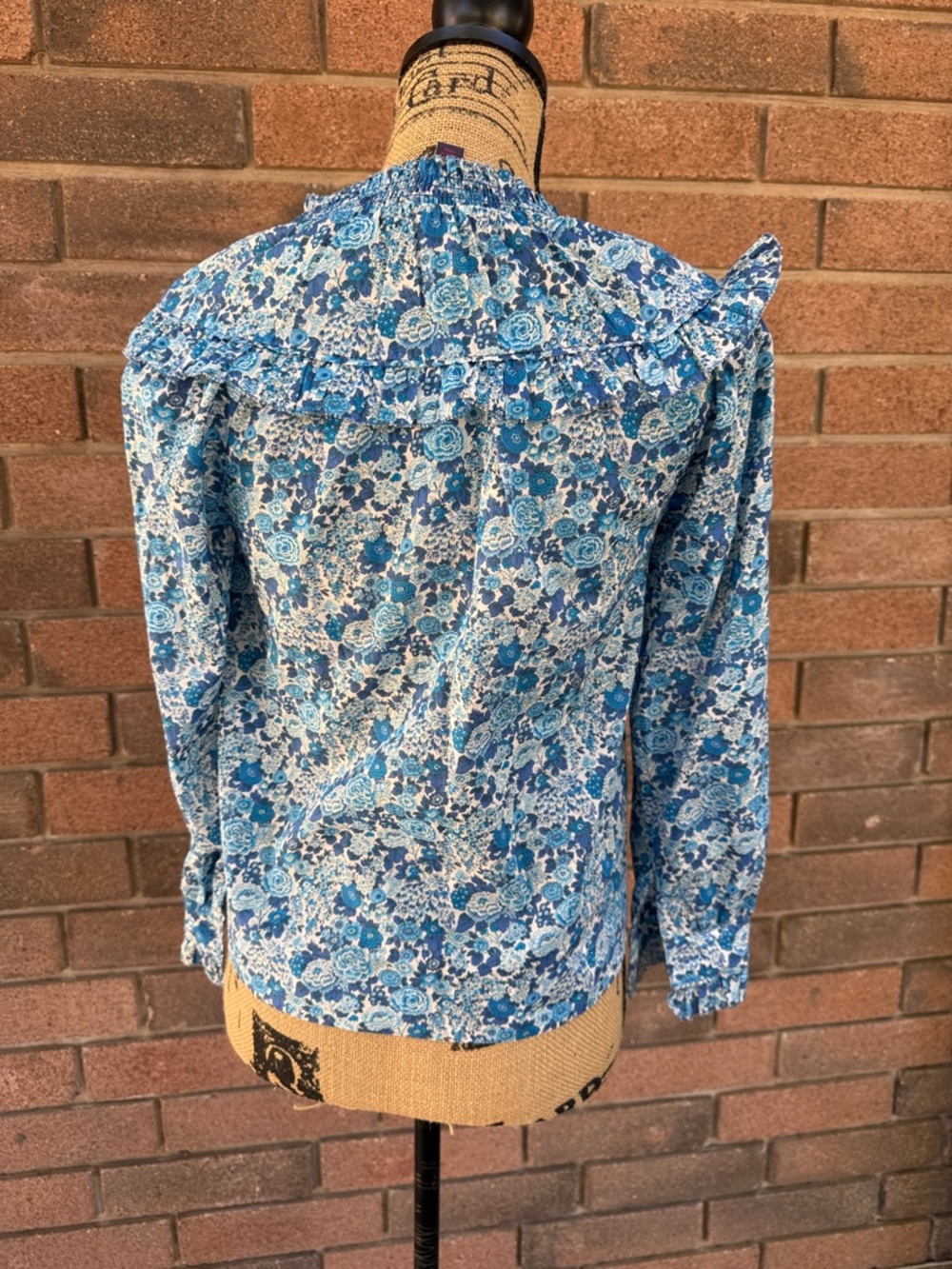 J. Crew Liberty London Elysian Day Blue Floral Smocked Size XXS - Picture 4 of 5